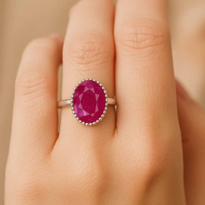 Modern Ruby Sterling Silver Ring for Women
