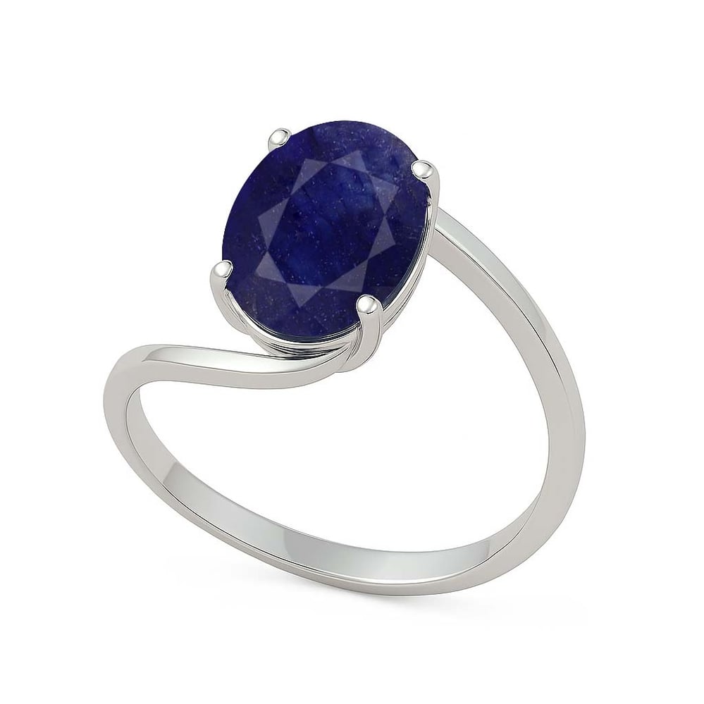 Modern Sterling Silver Blue Sapphire Gemstone Women’s Ring