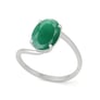 Modern Sterling Silver Emerald Gemstone Women’s Ring