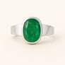 Modern Sterling Silver Emerald Panna Ratna Men’s Ring