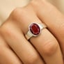 Modern Sterling Silver Hessonite Gomed Ratna Men’s Ring