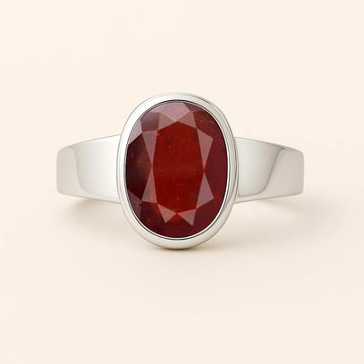 Modern Sterling Silver Hessonite Gomed Ratna Men’s Ring