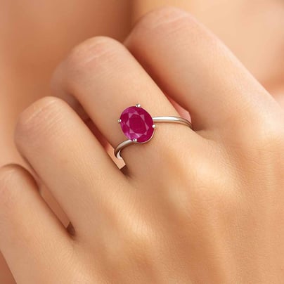 Modern Sterling Silver Ruby Gemstone Women’s Ring