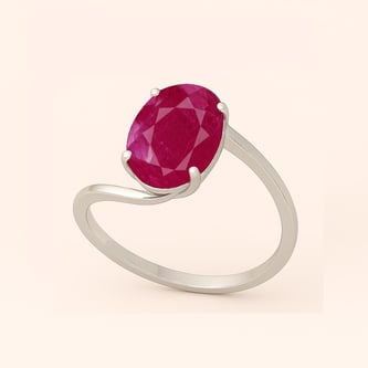 Modern Sterling Silver Ruby Gemstone Women’s Ring