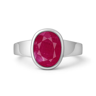 Modern Sterling Silver Ruby Manik Ratna Men’s Ring