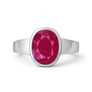 Modern Sterling Silver Ruby Manik Ratna Men’s Ring