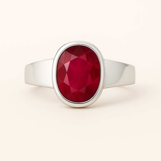 Modern Sterling Silver Ruby Manik Ratna Men’s Ring