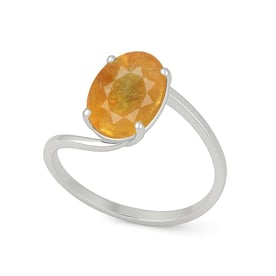 Modern Sterling Silver Yellow Sapphire Gemstone Women’s Ring