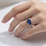Modern Women's Sterling Silver Oval Blue Sapphire Ring