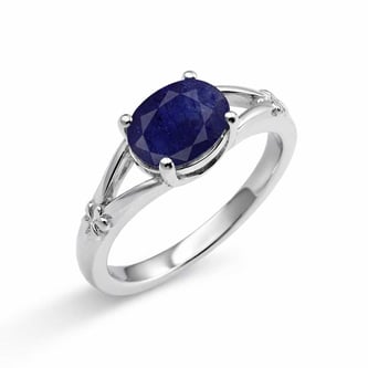 Modern Women's Sterling Silver Oval Blue Sapphire Ring