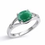 Modern Women's Sterling Silver Oval Emerald Ring