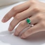 Modern Women's Sterling Silver Oval Emerald Ring