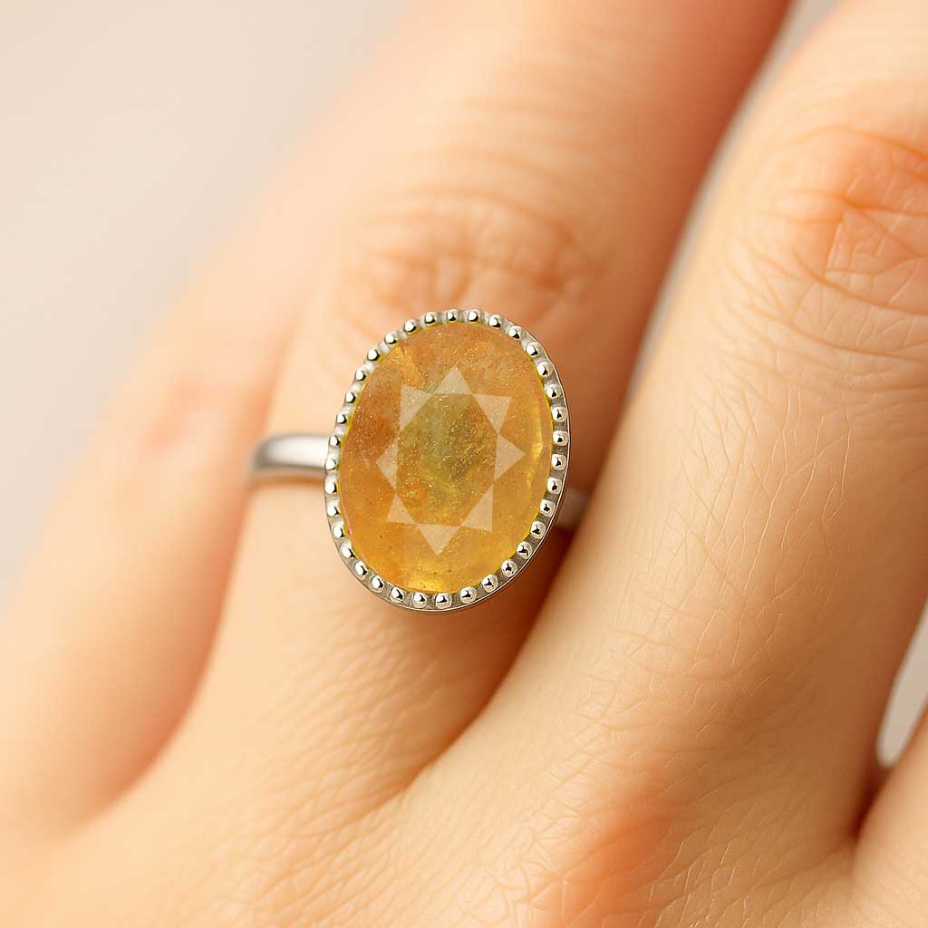 Modern Yellow Sapphire Sterling Silver Ring for Women