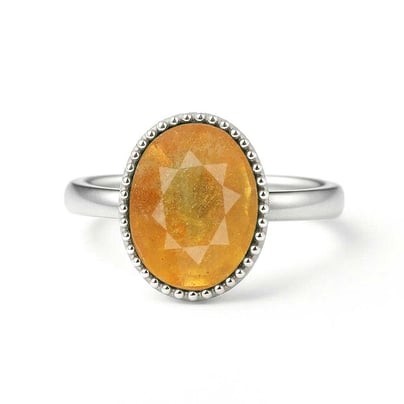 Modern Yellow Sapphire Sterling Silver Ring for Women