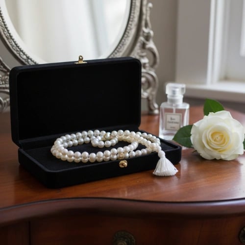 Natural Pearl (Moti) Jaap Mala 108 Beads for Meditation or Prayer