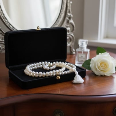 Natural Pearl (Moti) Jaap Mala 108 Beads for Meditation or Prayer