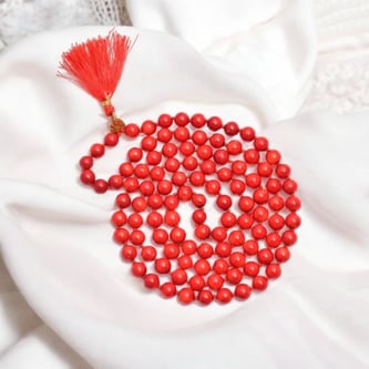Natural Red Coral (Moonga) 108 Beads Japa Mala