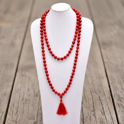 Natural Red Coral (Moonga) 108 Beads Japa Mala