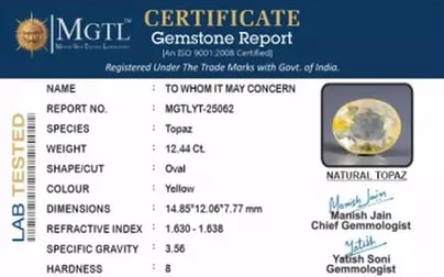 Natural Yellow Topaz - 12.44 Carat Prime Quality YT-25062