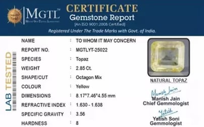 Natural Yellow Topaz - 2.85 Carat Limited Quality YT-25022