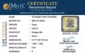 Natural Yellow Topaz - 2.85 Carat Limited Quality YT-25022