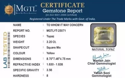 Natural Yellow Topaz - 3.20 Carat Limited Quality YT-25071