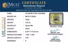 Natural Yellow Topaz - 3.32 Carat Limited Quality YT-25055