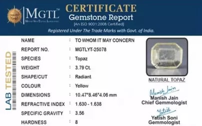 Natural Yellow Topaz - 3.79 Carat Prime Quality YT-25078