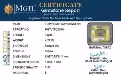 Natural Yellow Topaz - 4.22 Carat Prime Quality YT-25018