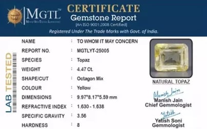 Natural Yellow Topaz - 4.47 Carat Limited Quality YT-25005