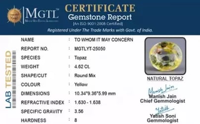 Natural Yellow Topaz - 4.62 Carat Prime Quality YT-25050