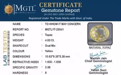 Natural Yellow Topaz - 4.63 Carat Prime Quality YT-25041