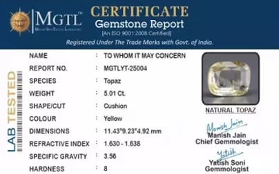 Natural Yellow Topaz - 5.01 Carat Limited Quality YT-25004