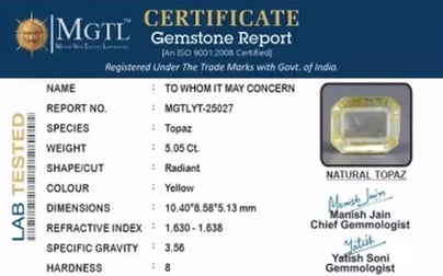 Natural Yellow Topaz - 5.05 Carat Prime Quality YT-25027