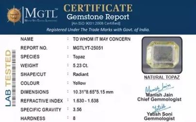Natural Yellow Topaz - 5.23 Carat Limited Quality YT-25051