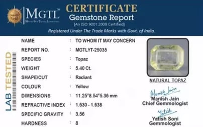 Natural Yellow Topaz - 5.40 Carat Limited Quality YT-25035