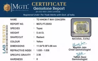 Natural Yellow Topaz - 5.44 Carat Limited Quality YT-25053