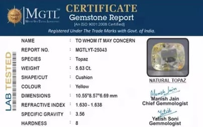 Natural Yellow Topaz - 5.63 Carat Prime Quality YT-25043