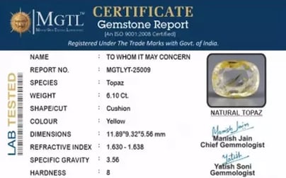 Natural Yellow Topaz - 6.10 Carat Prime Quality YT-25009