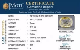 Natural Yellow Topaz - 6.10 Carat Prime Quality YT-25009