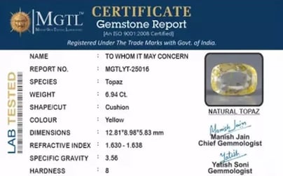 Natural Yellow Topaz - 6.94 Carat Rare Quality YT-25016