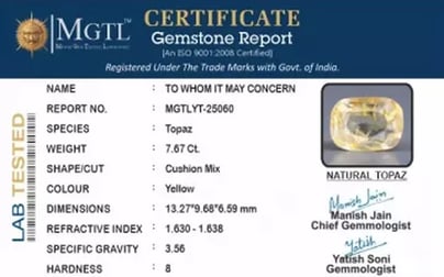 Natural Yellow Topaz - 7.67 Carat Limited Quality YT-25060
