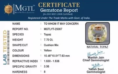 Natural Yellow Topaz - 7.70 Carat Prime Quality YT-25067