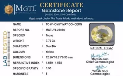 Natural Yellow Topaz - 7.79 Carat Rare Quality YT-25056