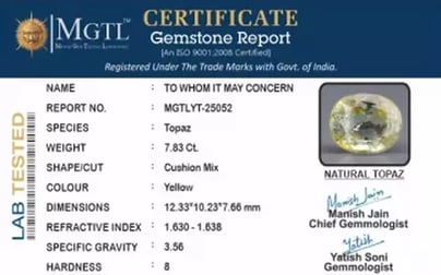 Natural Yellow Topaz - 7.83 Carat Limited Quality YT-25052
