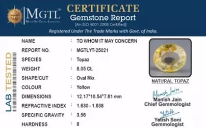 Natural Yellow Topaz - 8.05 Carat Limited Quality YT-25021