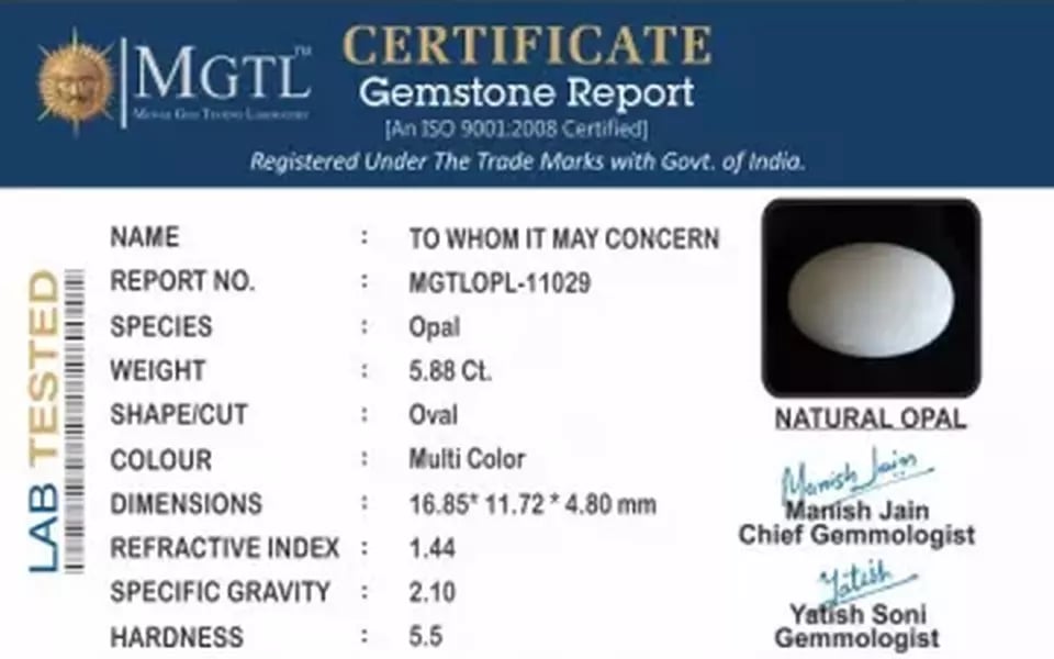 Opal - OPL 11029 (Origin - Australian) Prime - Quality