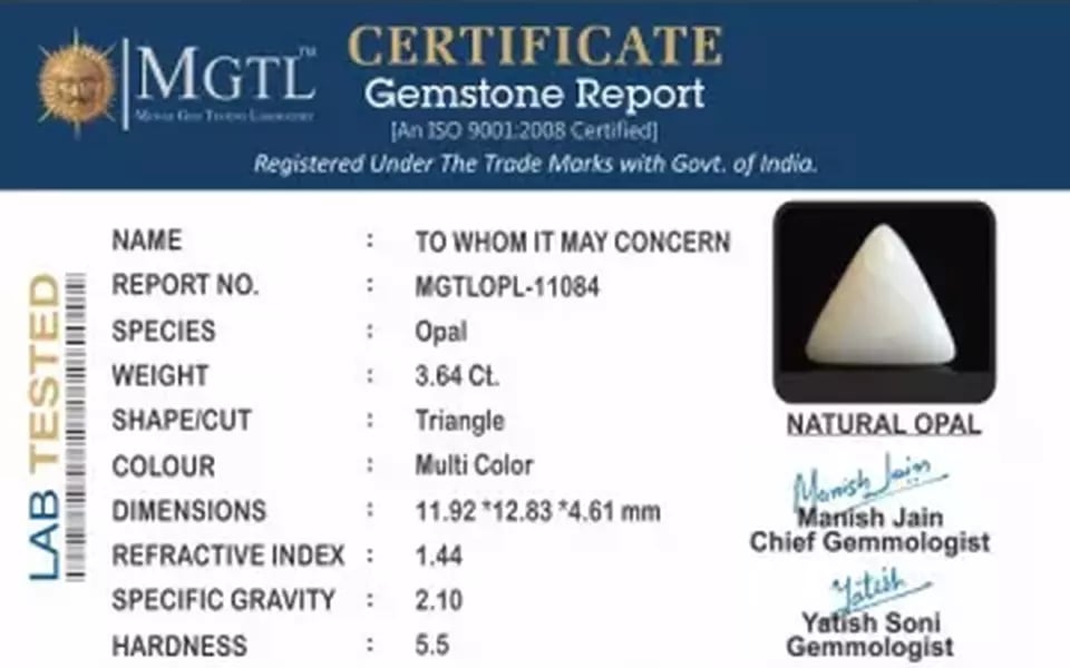 Opal - OPL 11084 (Origin - Australian) Limited - Quality