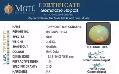 Opal - OPL 11103 (Origin - Ethiopian) Prime - Quality
