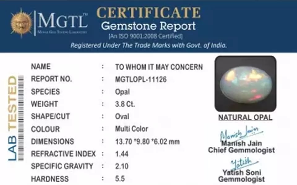Opal - OPL 11126 (Origin - Ethiopian) Prime - Quality